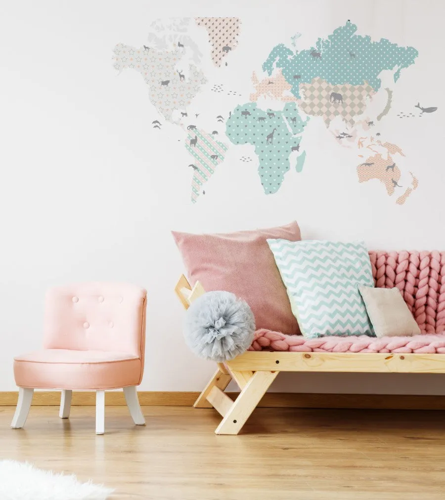 PASTEL MAP Wall Sticker SET