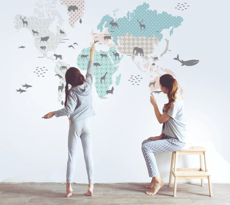 PASTEL MAP Wall Sticker SET