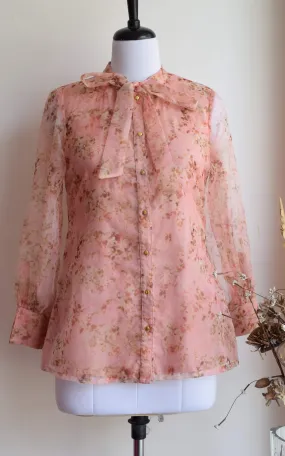 Pastel Pink Tie-Up Organza Shirt