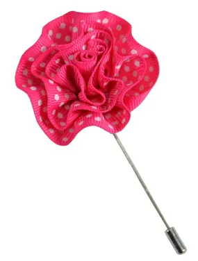 Pink and White Polka Dot Lapel Flower