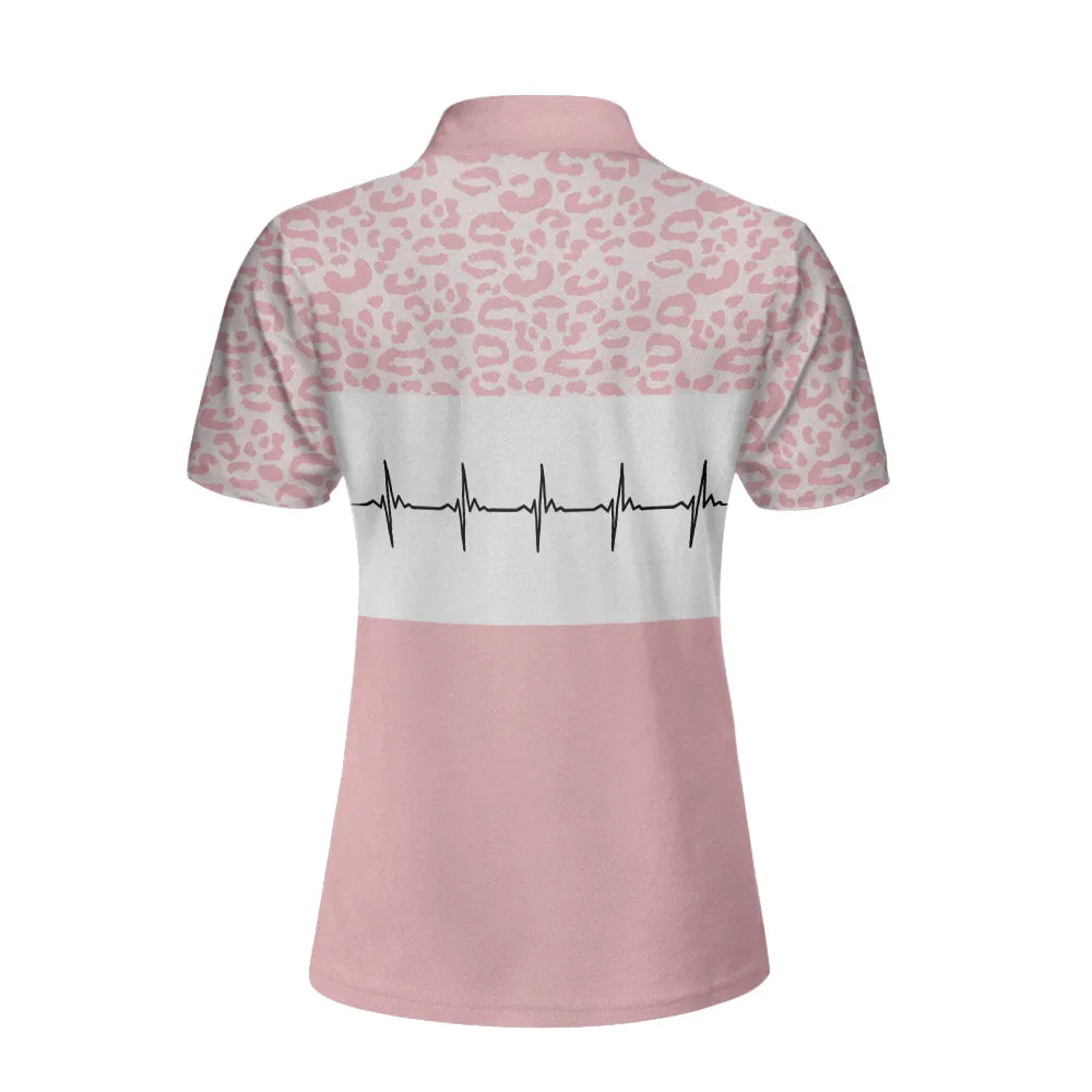 Pink Tennis Leopard Short Sleeve Women Polo Shirt. Best Women Tennis Shirt, Leopard Pattern Tennis Shirt For Female Players Coolspod