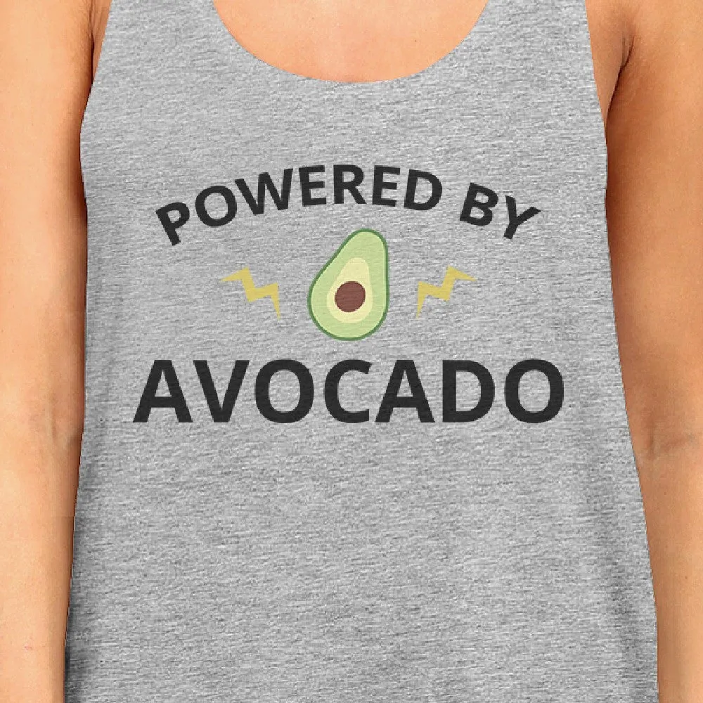 Powered By Avocado Womens Grey Cotton Tanks Round Neck Cute Design