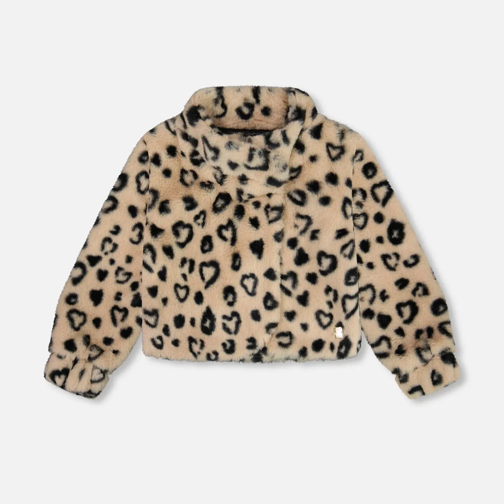 Printed Hearts Faux Fur Jacket