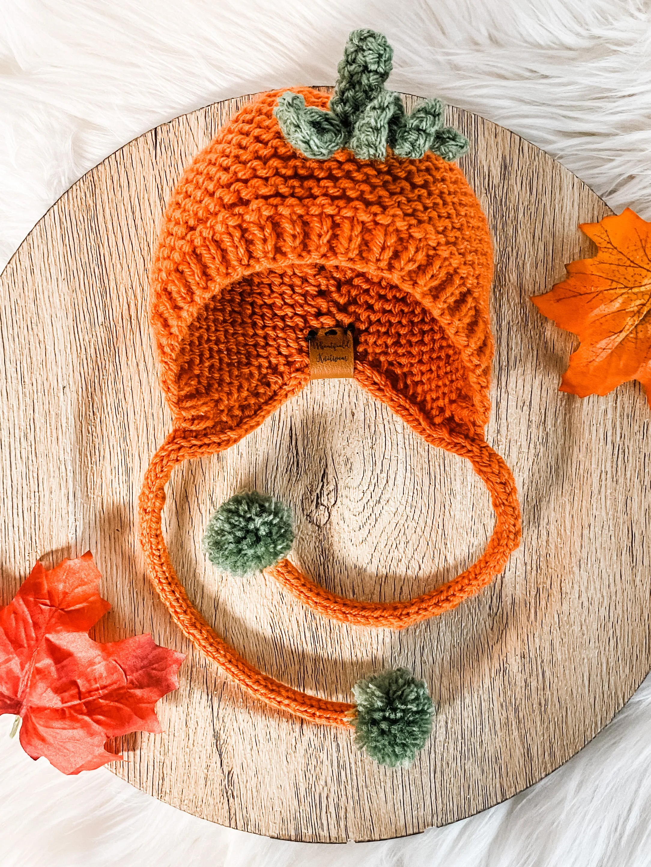 Pumpkin Baby Bonnet Hat, Fall Newborn Photography Prop