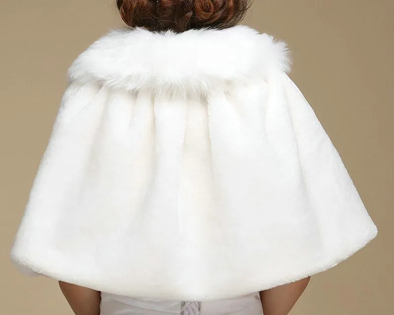 Ribbon White Bridal Faux Fur Wedding Wrap