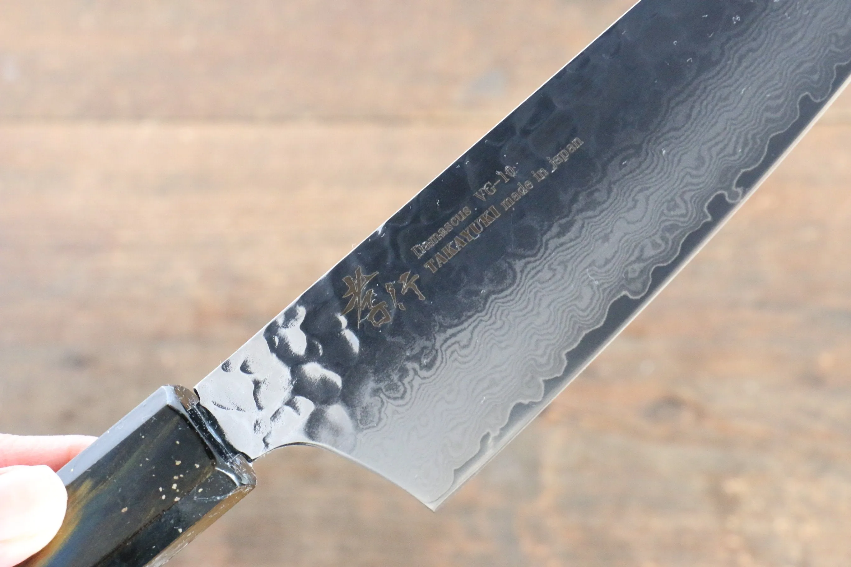 Sakai Takayuki VG10 33 Layer Damascus Kengata Santoku 160mm Live oak Lacquered (Saiu) Handle