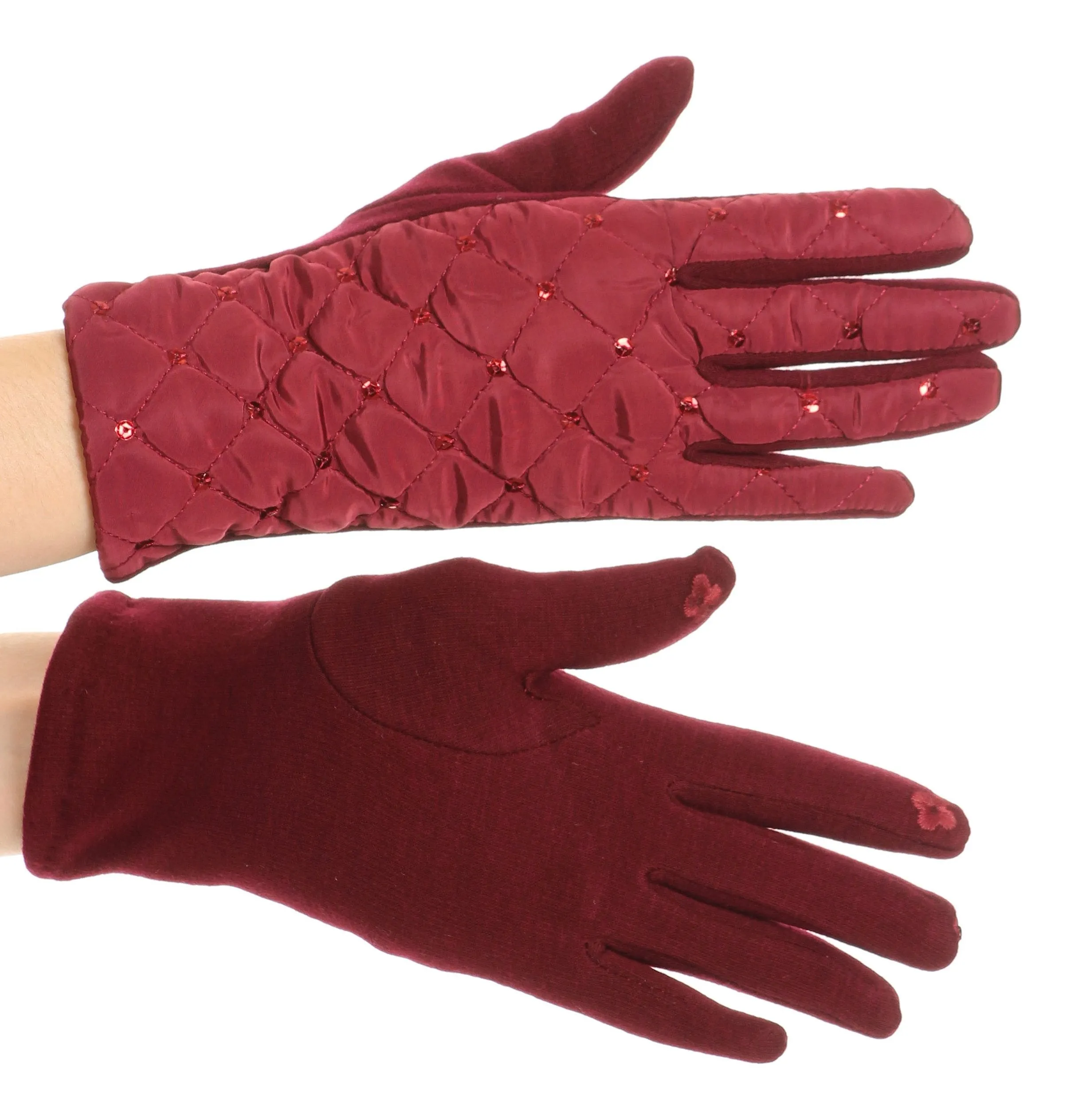 Sakkas Emie Quilted and Lace Super Soft Warm Driving Gloves Touch Screen Capable