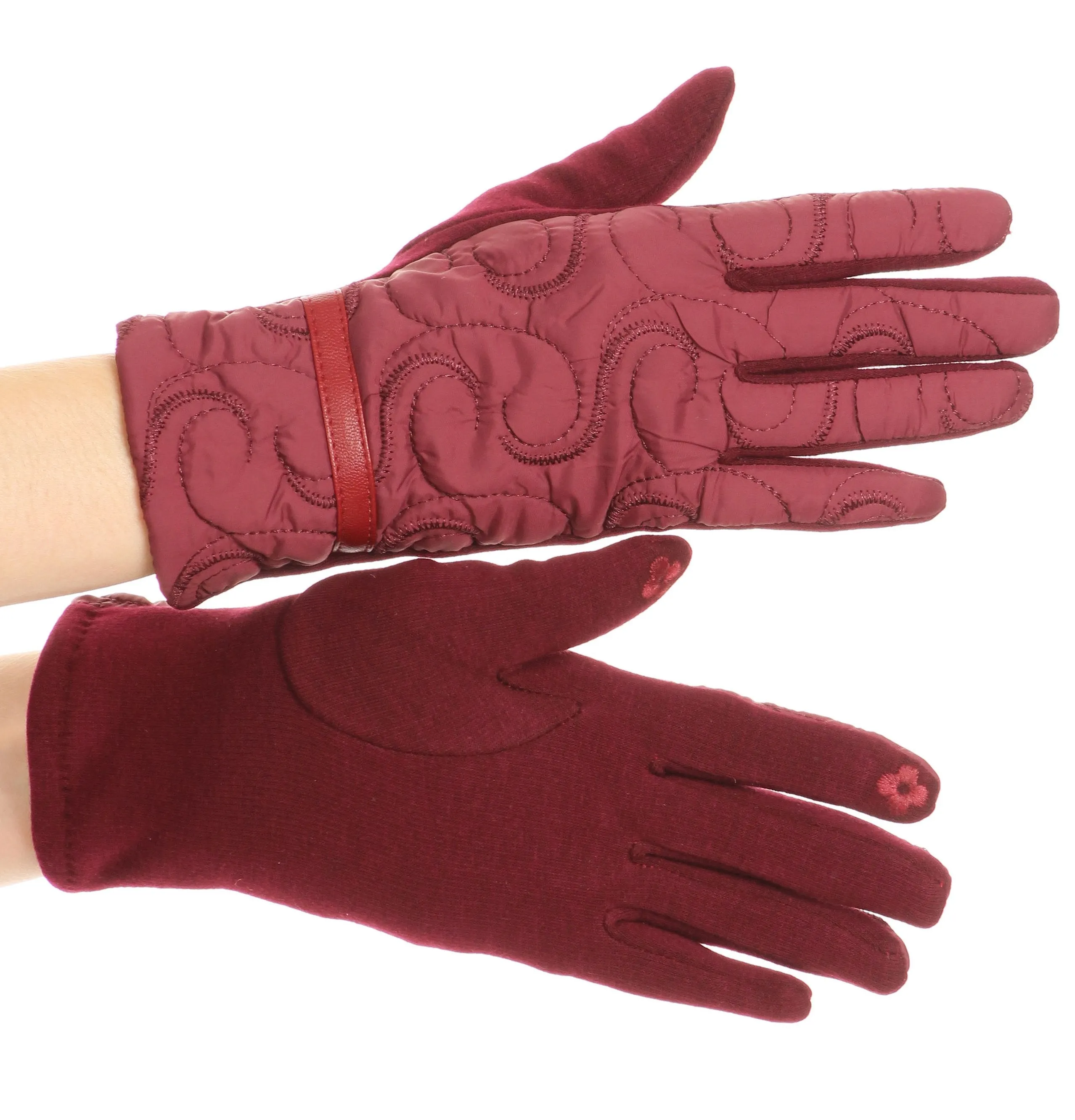 Sakkas Emie Quilted and Lace Super Soft Warm Driving Gloves Touch Screen Capable