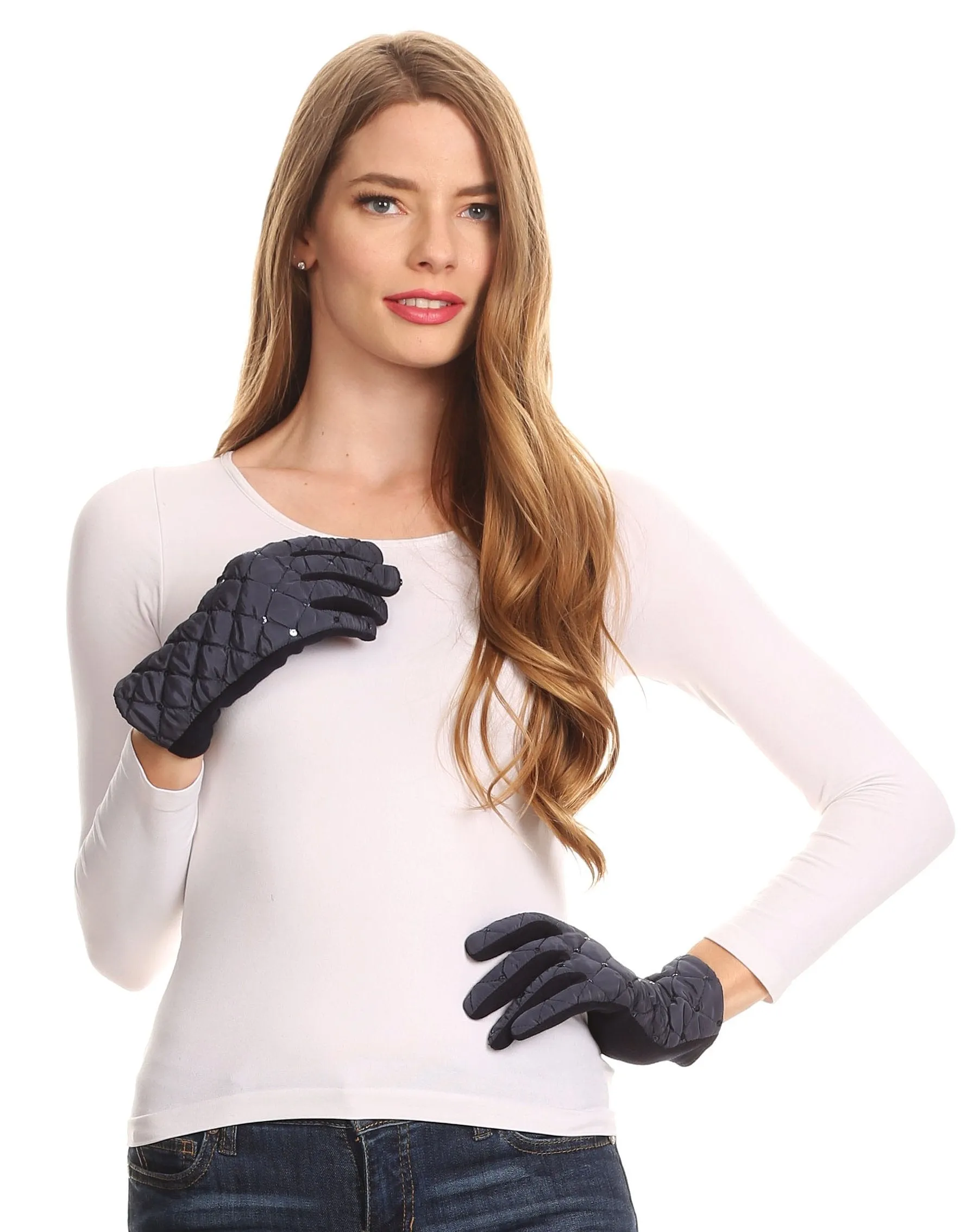 Sakkas Emie Quilted and Lace Super Soft Warm Driving Gloves Touch Screen Capable