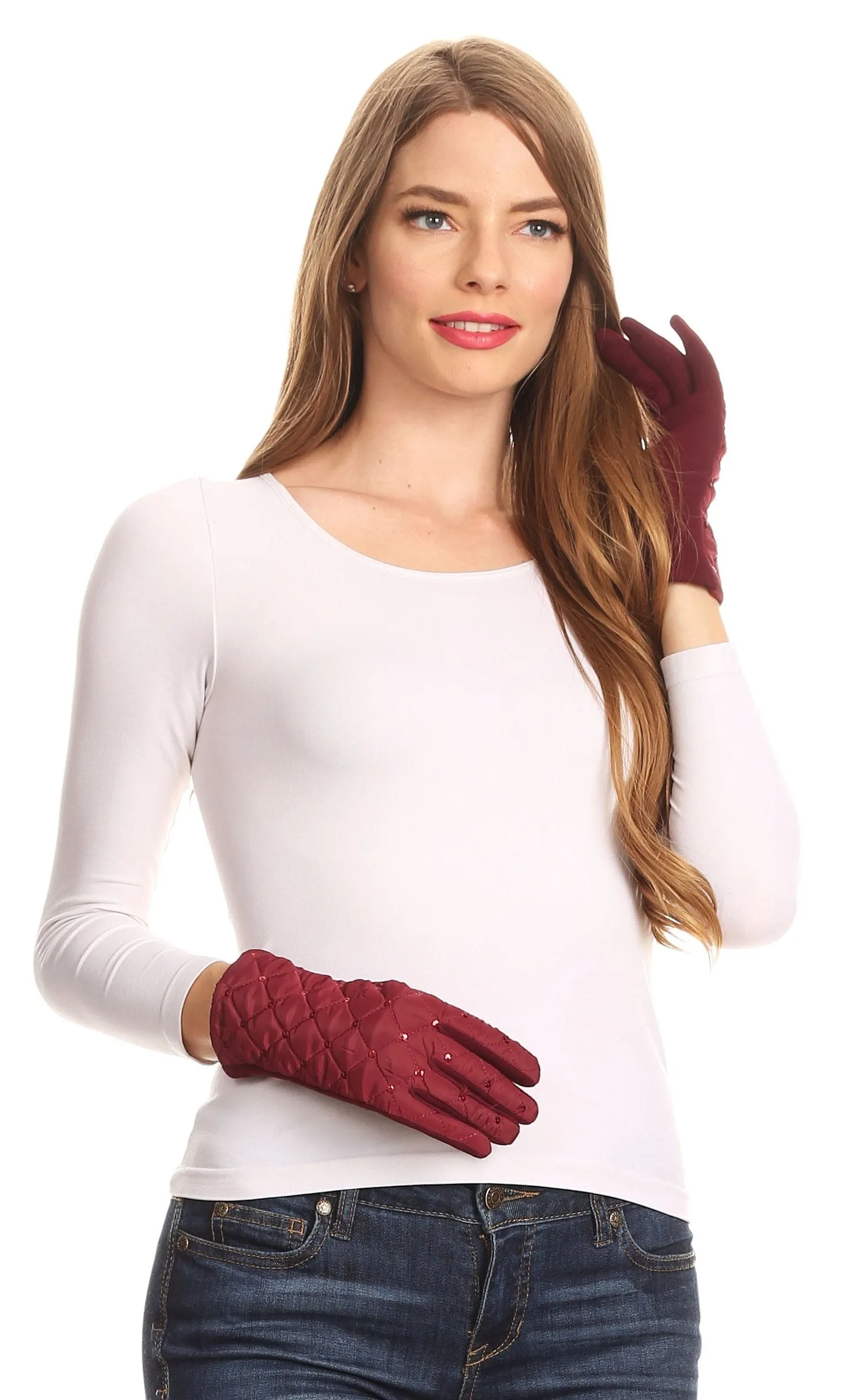 Sakkas Emie Quilted and Lace Super Soft Warm Driving Gloves Touch Screen Capable