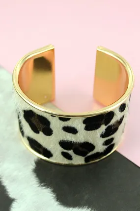 SALE! Light Brown Leopard and Goldtone Cuff Bracelet