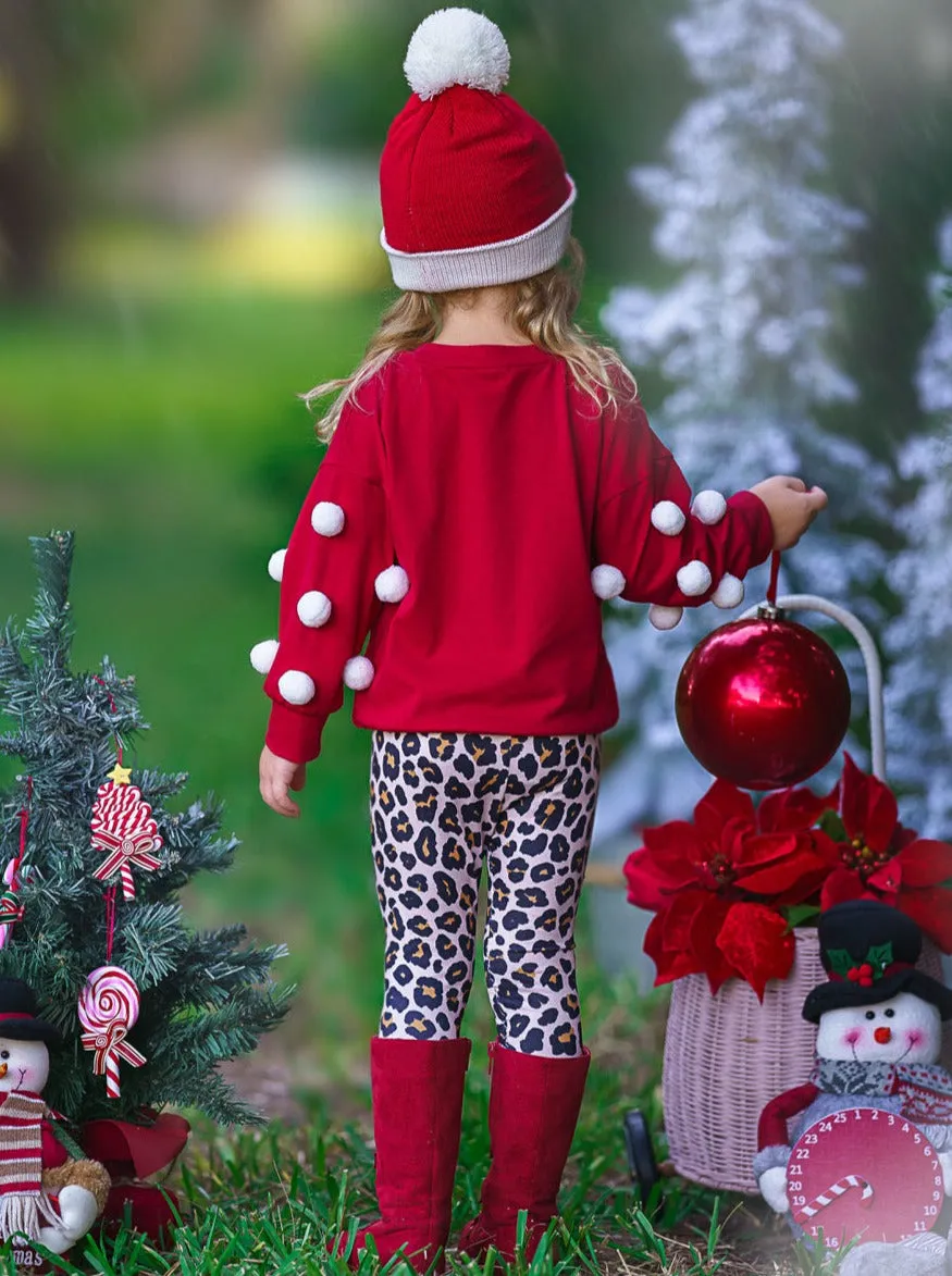 Santa Fierce Pom-Pom Sweater And Legging Set