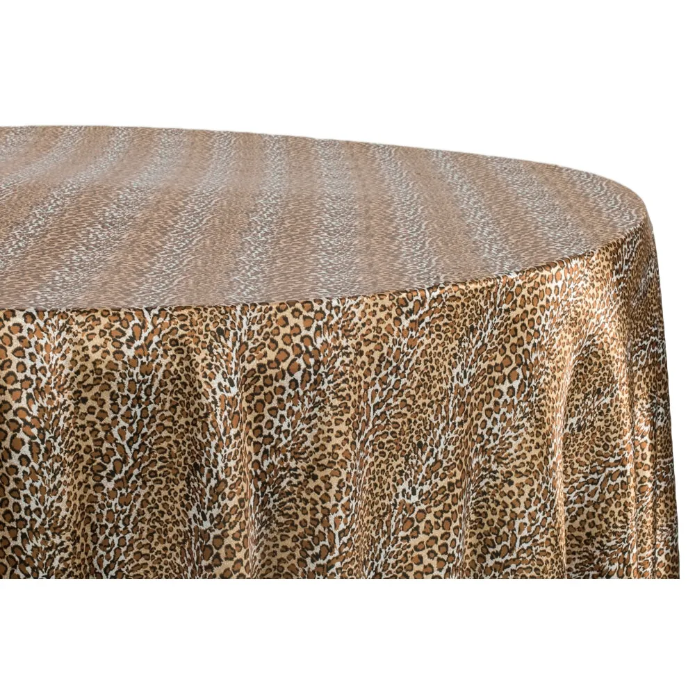 Satin 120" Round Tablecloth - Leopard Design