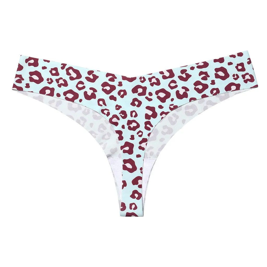 Seamless Panties - Leopard Print Low Rise Thong