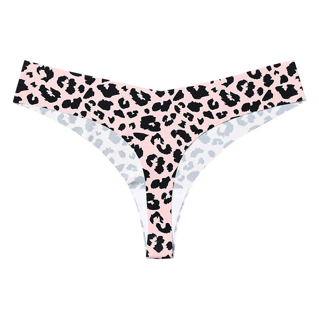 Seamless Panties - Leopard Print Low Rise Thong