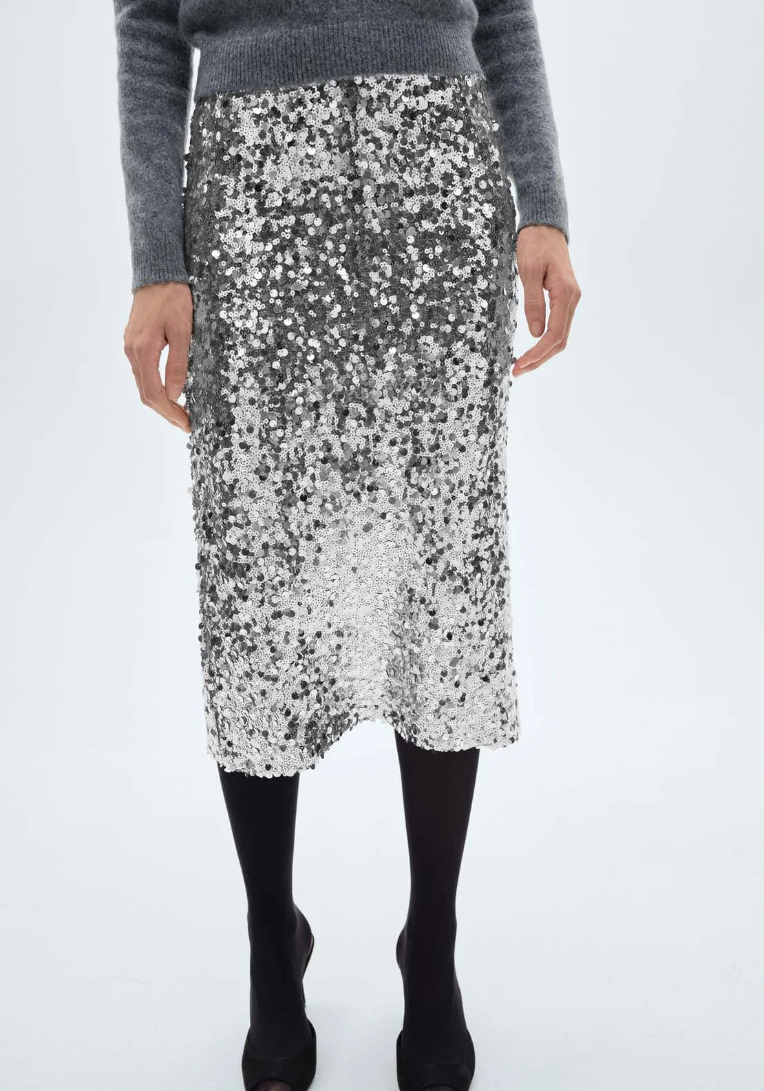 Sequin midi skirt - Silver