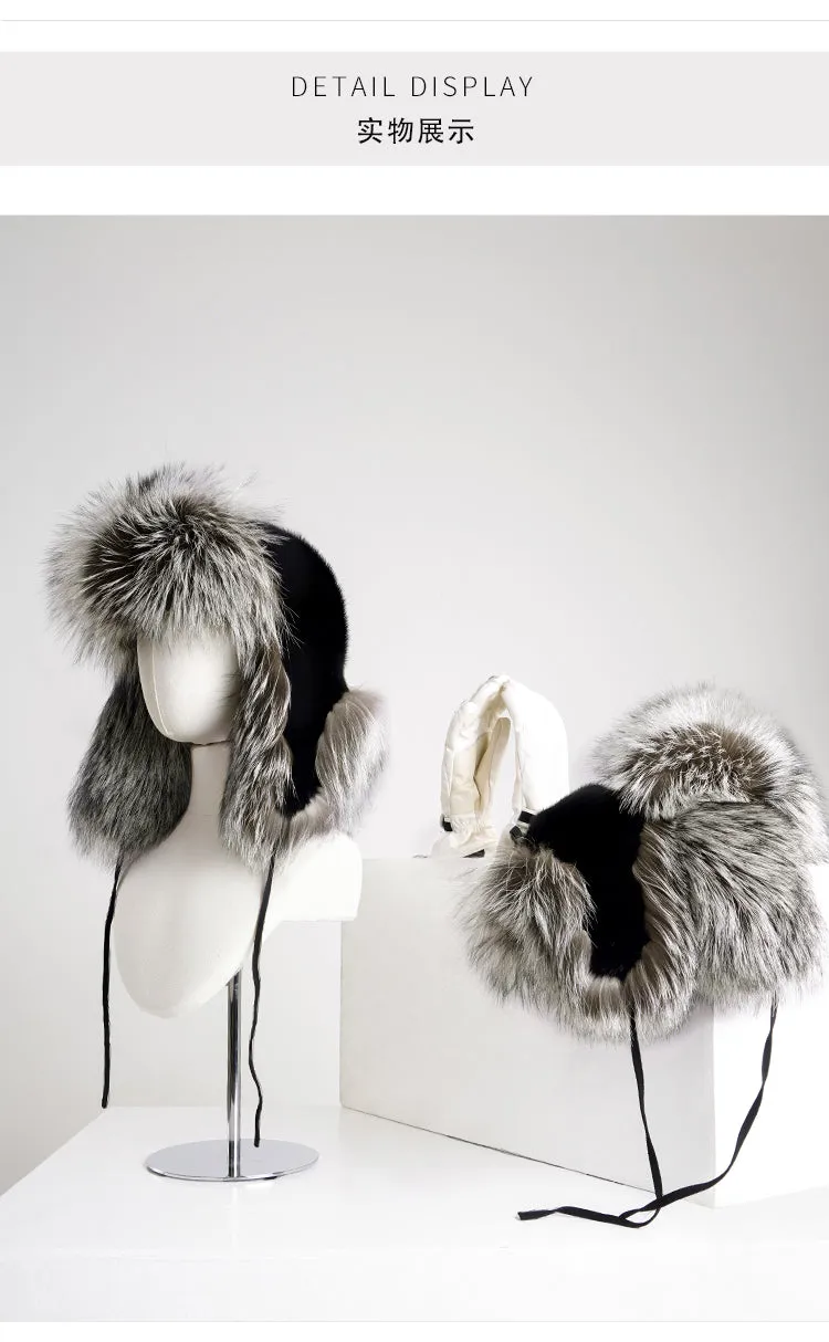 Silver Fox Hat Mink fur hat