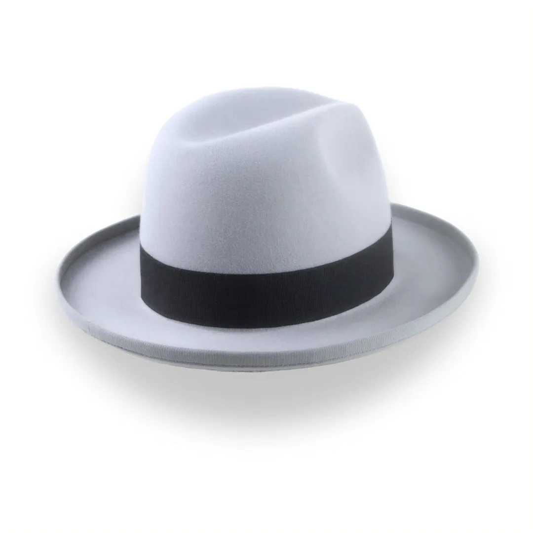 Silver Grey Homburg Fedora Hat in Smooth Fur Felt | The Aerolithe