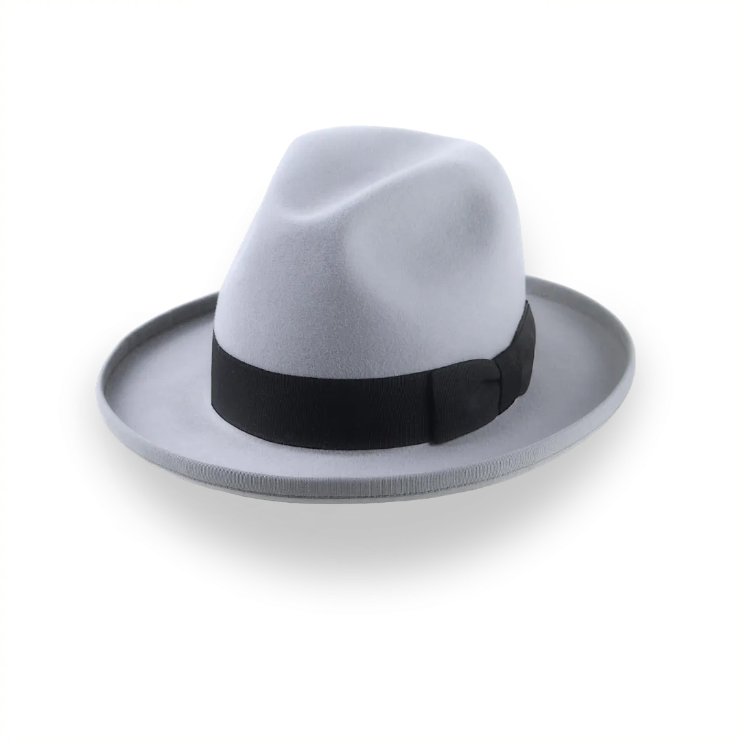 Silver Grey Homburg Fedora Hat in Smooth Fur Felt | The Aerolithe