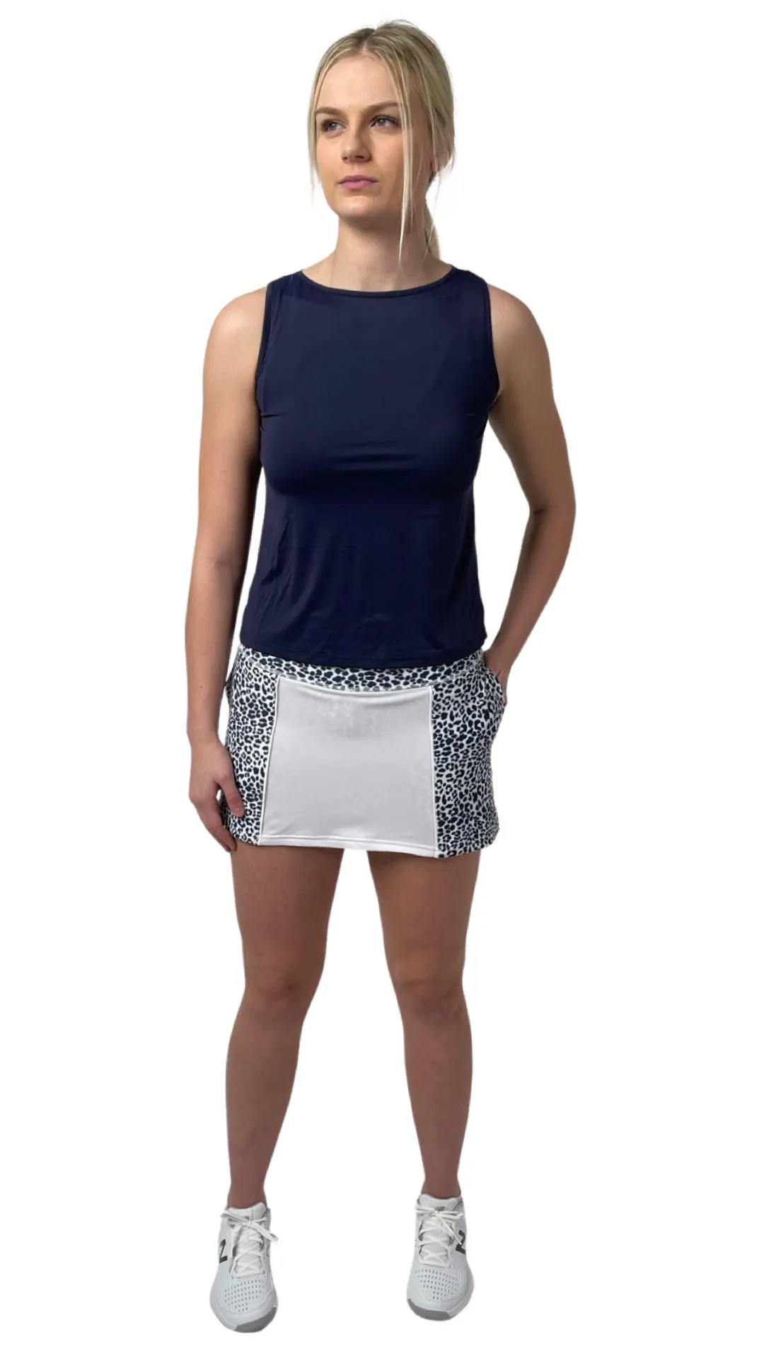 Sleeveless Shell with Back Mesh Panel- Classic Navy