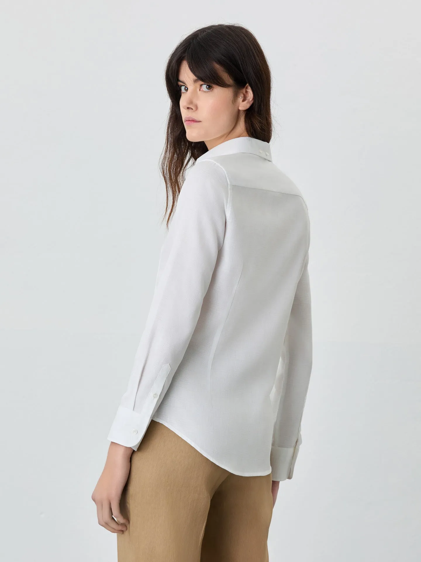 Slim Fit Shirt In Mercerized Cotton Jaquard Fabric