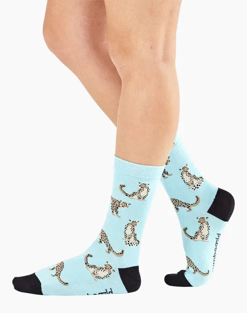 Snow Leopard | Blue | Women's Bamboo Sock