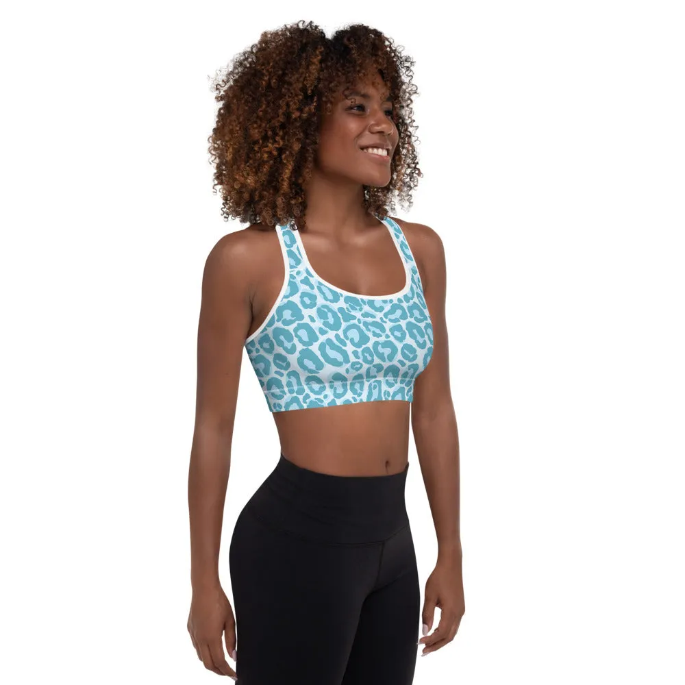 Sports Bra in Blue Leopard