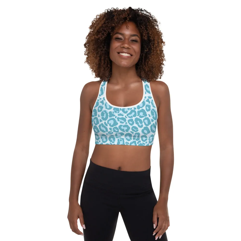 Sports Bra in Blue Leopard