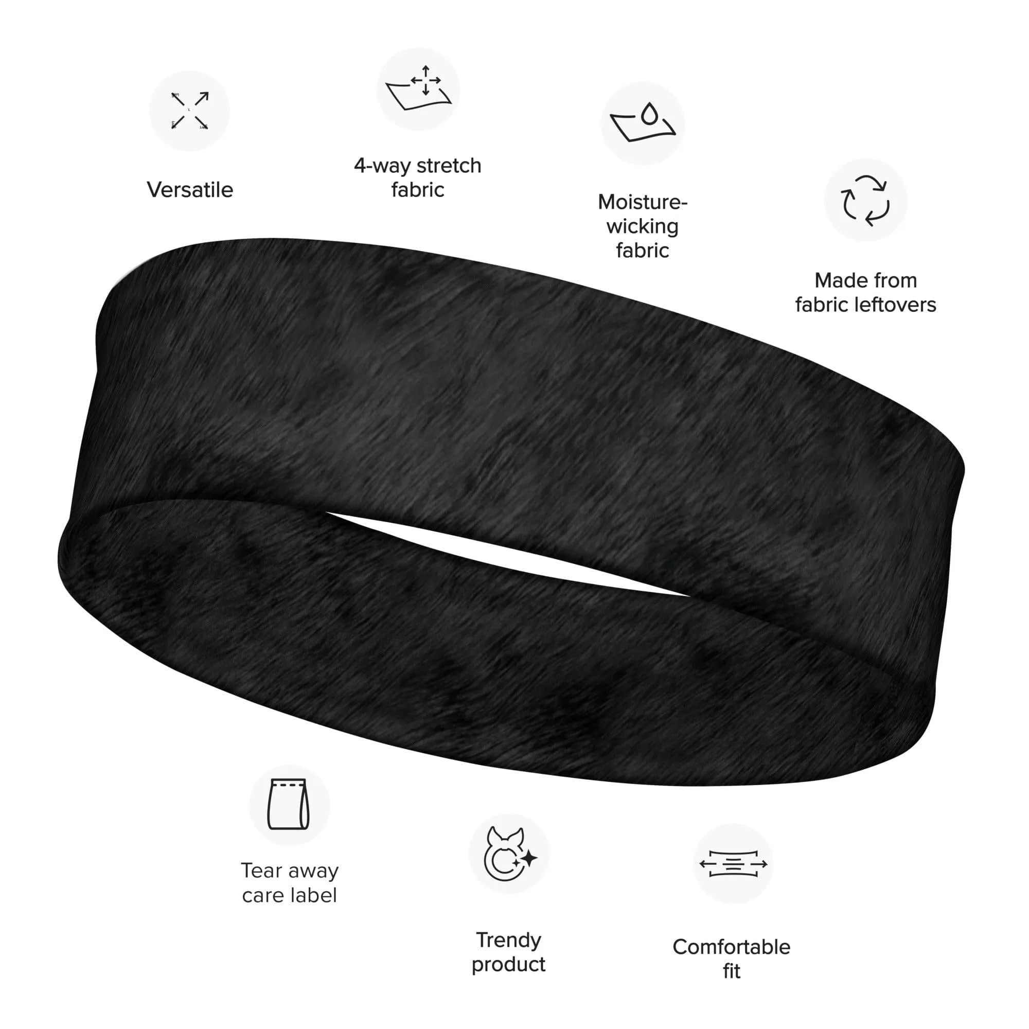 Sports Headband Realistic Black Panther Fur Pattern Quick Dry Headband