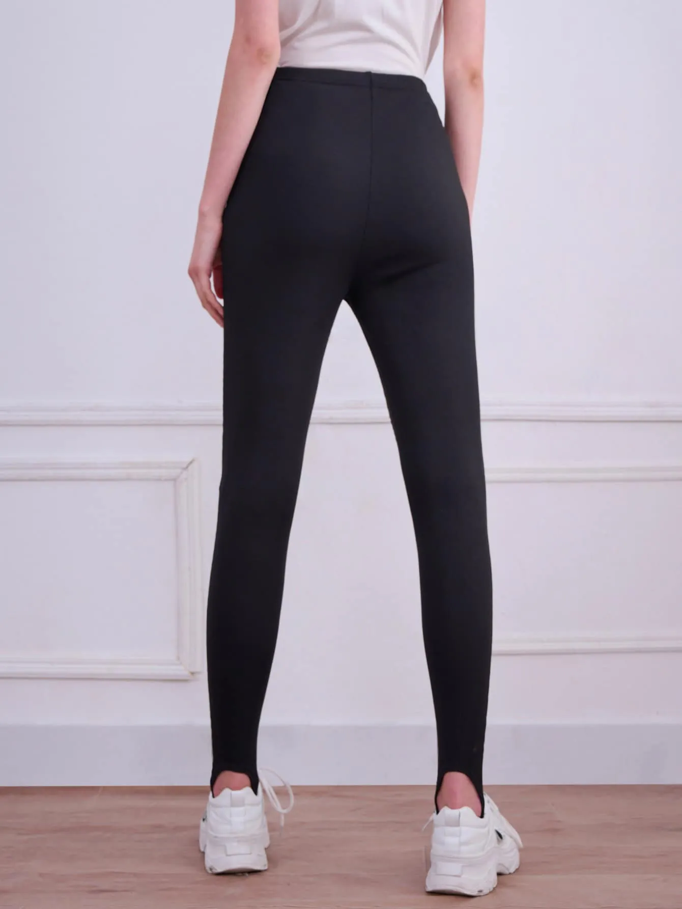 Sporty Plain Rib-Knit Long Women Leggings