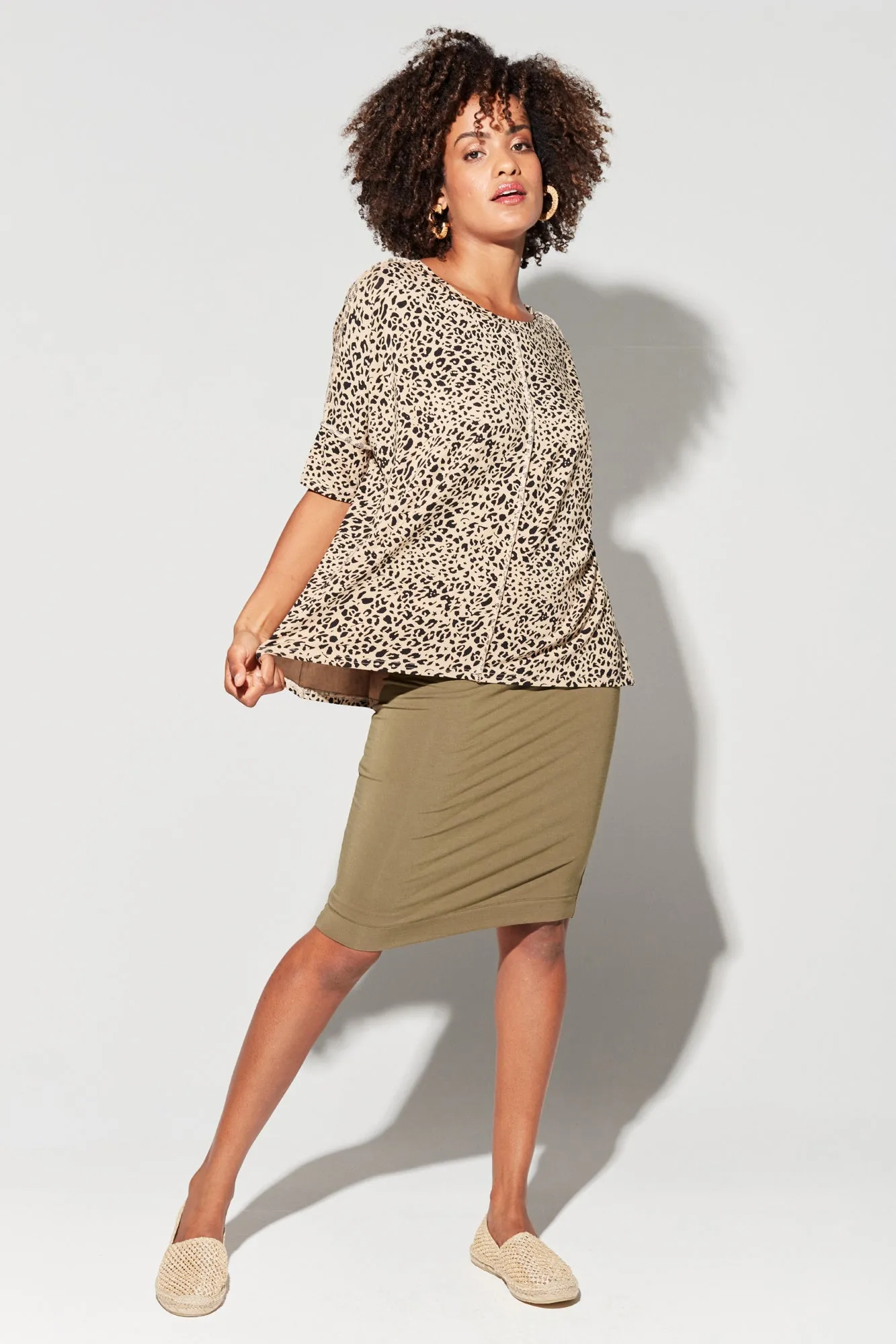 Stella Oversized Bamboo Slouch T-Shirt - Brown Leopard