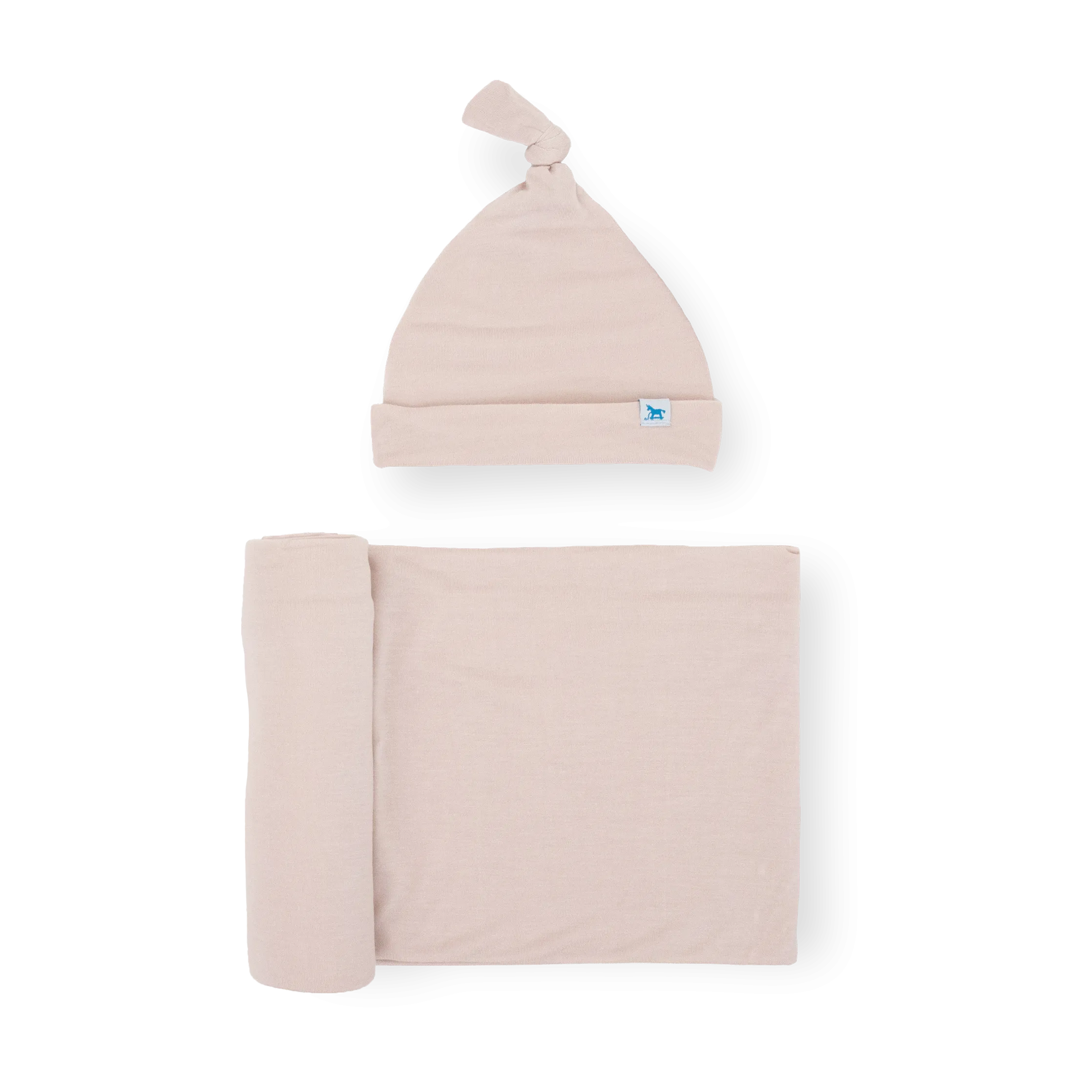 Stretch Knit Swaddle and Hat Set - Soft Blush