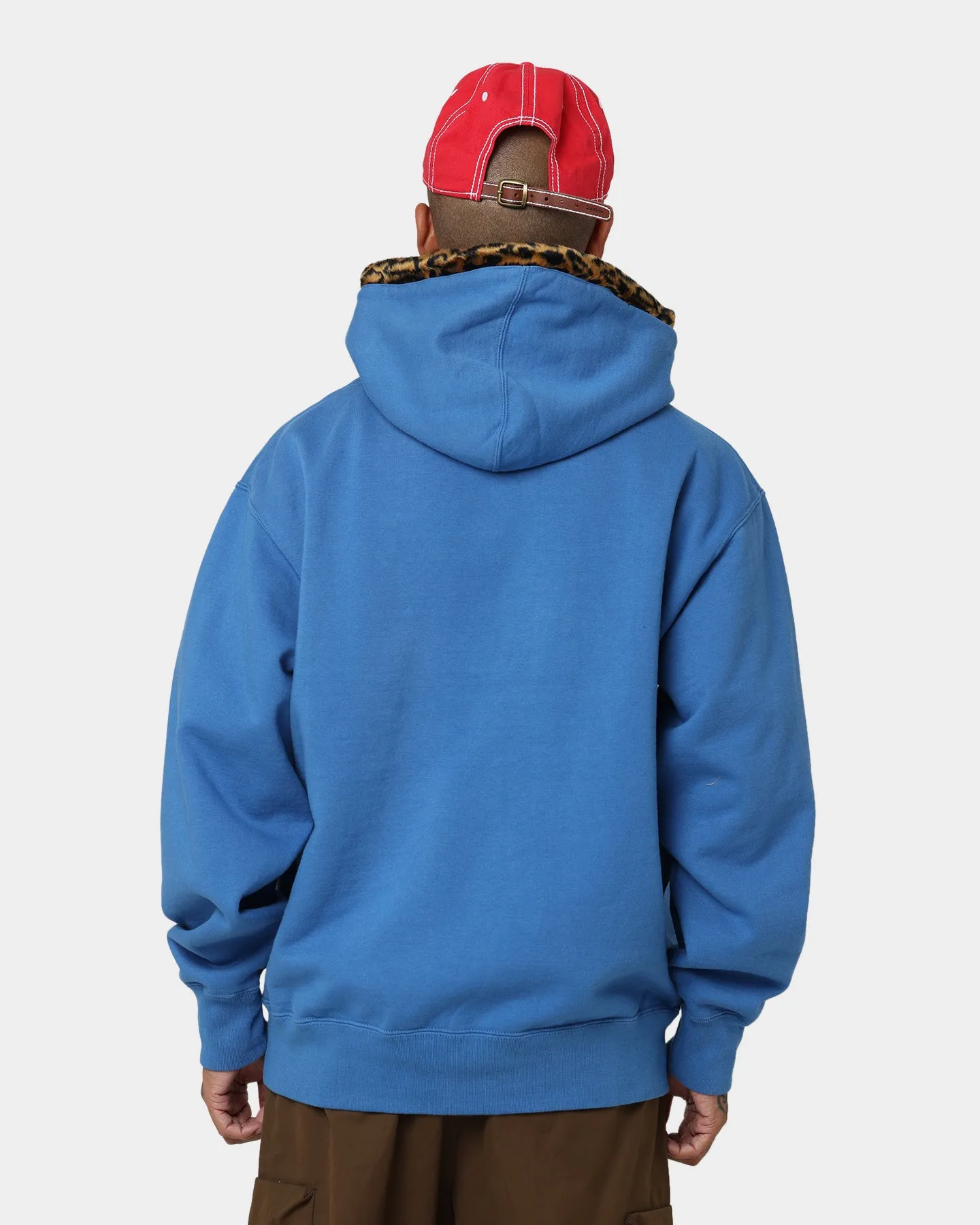 Supreme Leopard Trim Hooded Sweatshirt Blue