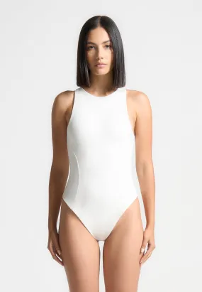 Éternelle Double Layer Racer Neck Bodysuit - Off White