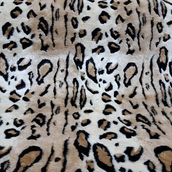 TISSAVEL Fur, Leopard Fur, Black & Cream, Leopard Shaggy