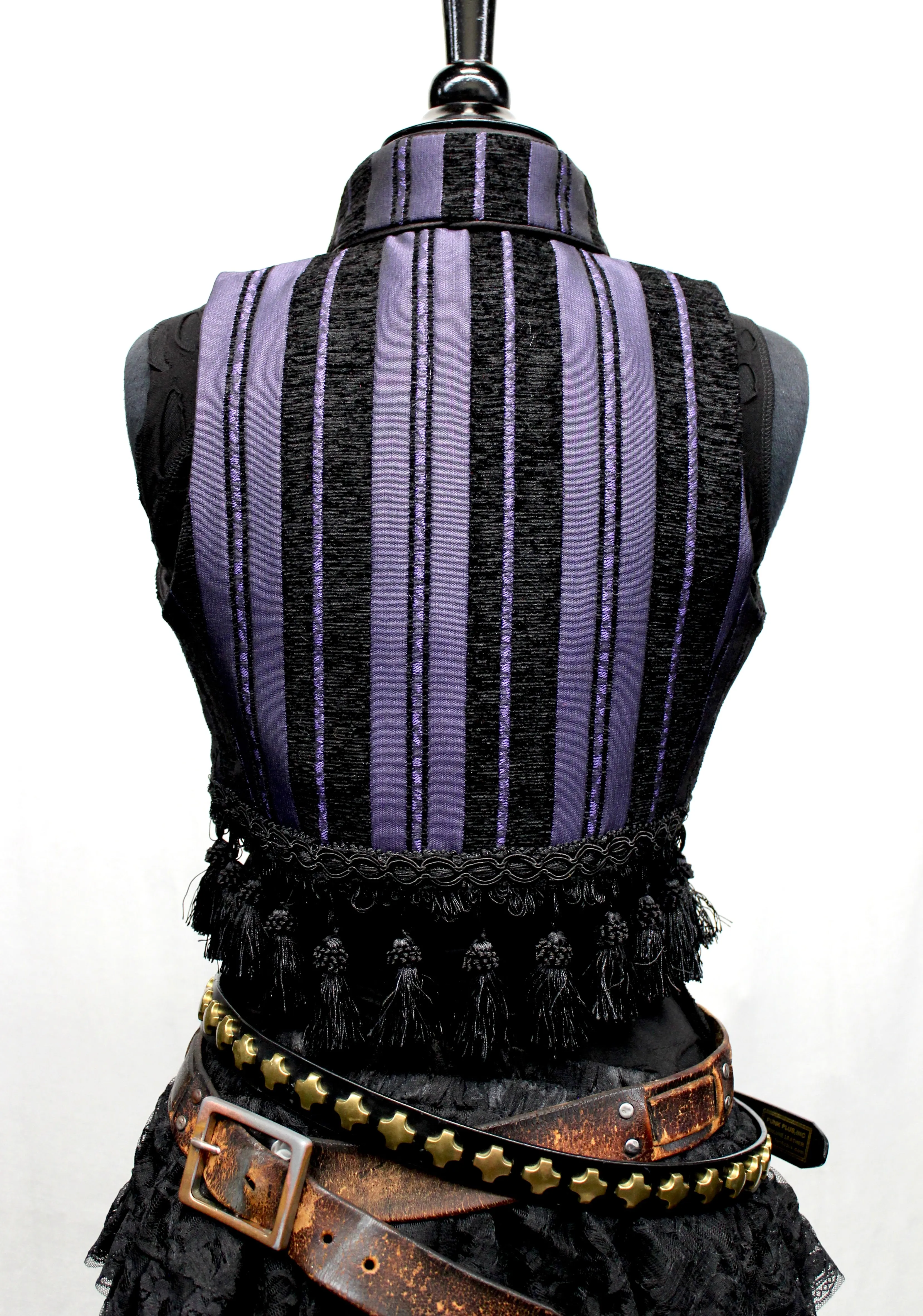 TOREADOR VEST - PURPLE/BLACK STRIPE TAPESTRY