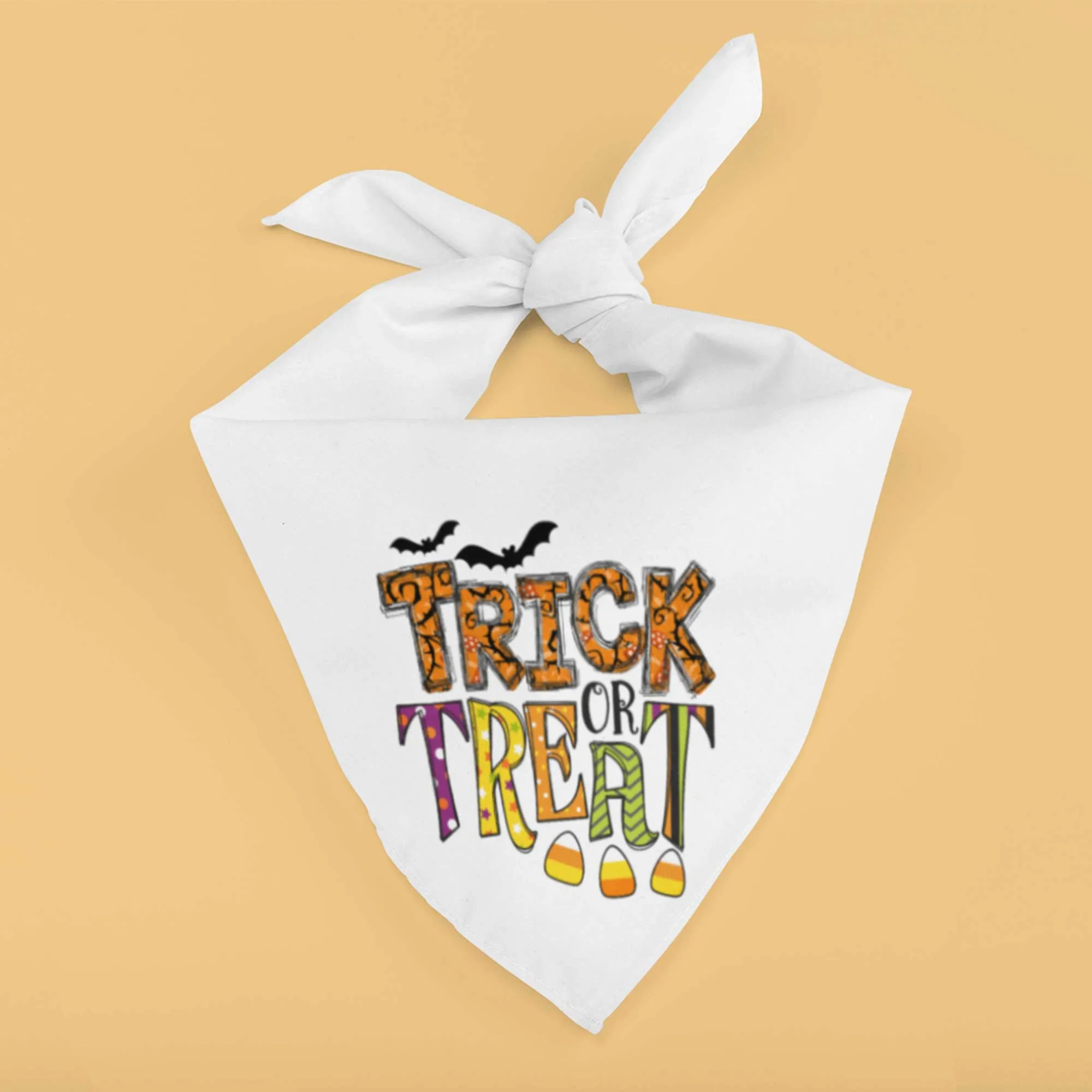 Trick or Treat Tie-On Pet Bandana with Candy and Bats