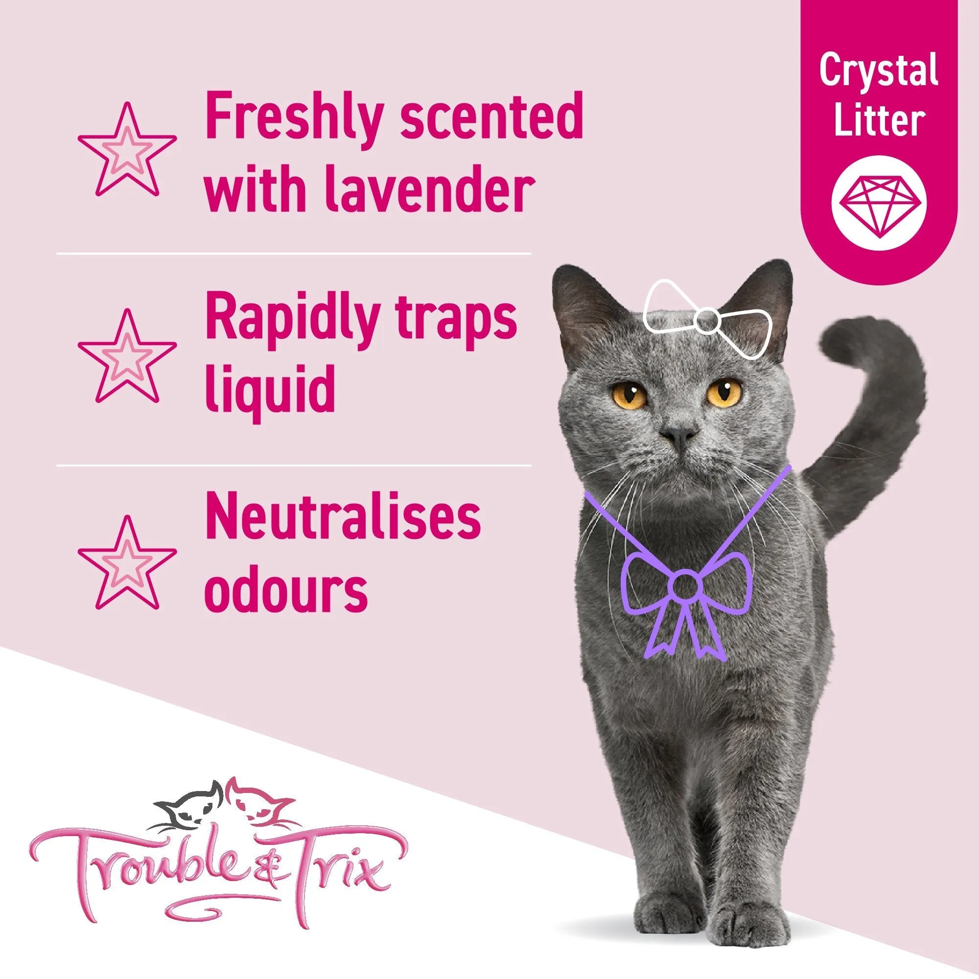 Trouble and Trix Odour Neutralising Lavender Crystal Cat Litter 15L/6.4kg