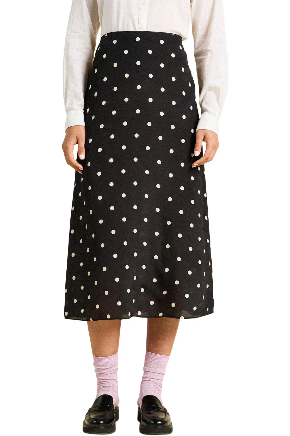 Trovata Birds of Paradis Demi Skirt in Black Polka Dots