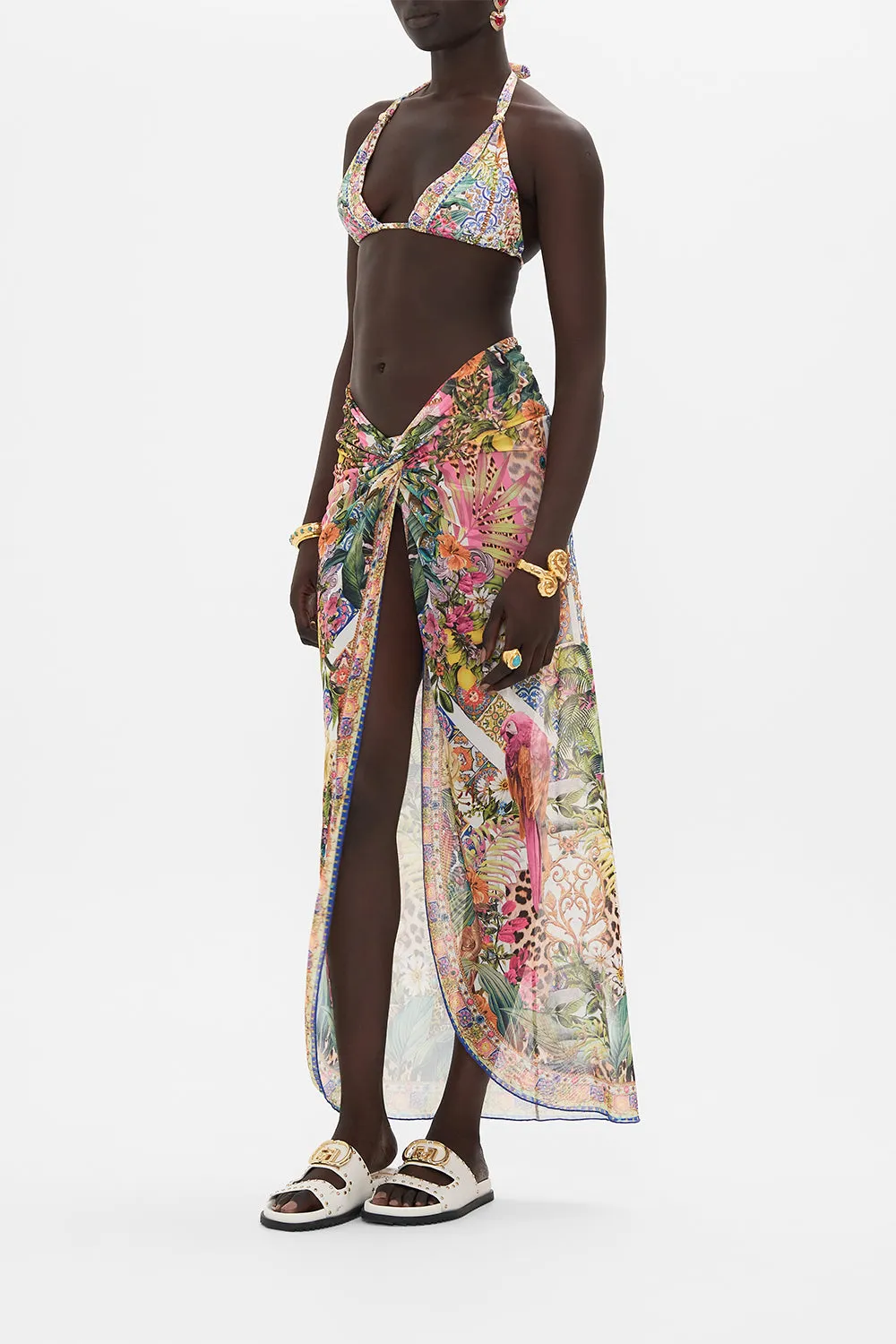 TWIST FRONT LONG SKIRT FLOWERS OF NEPTUNE