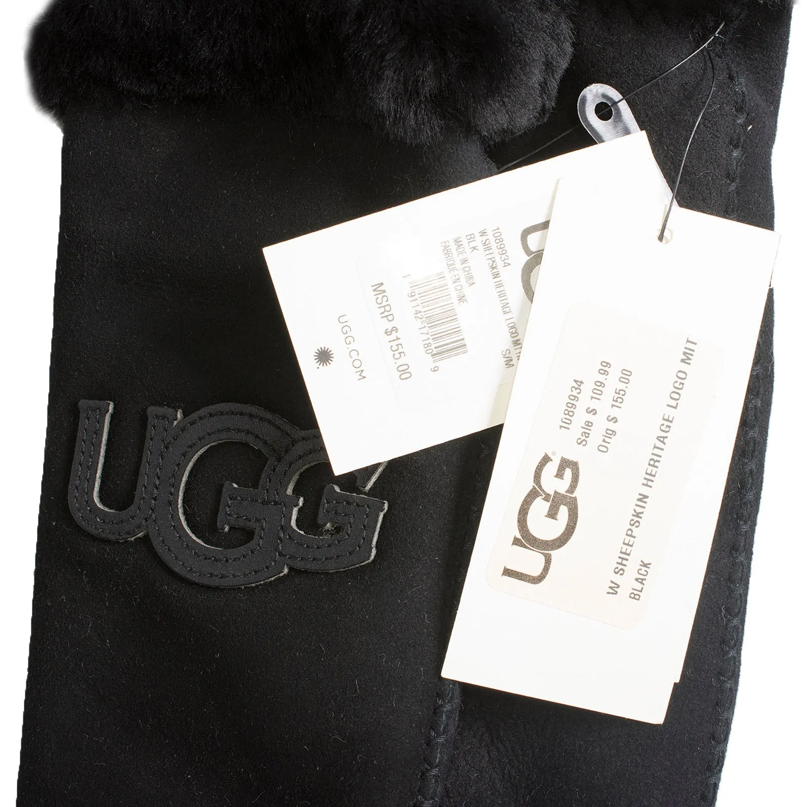 UGG Logo Black Mittens