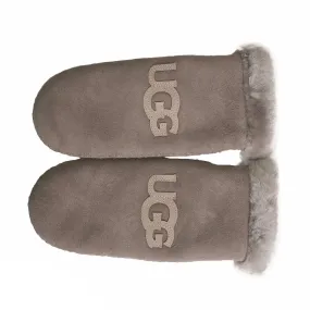 UGG Logo Mittens Stormy Grey