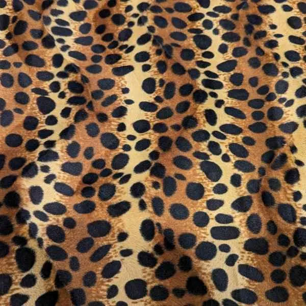 Velboa, Black Spotted Leopard on Brown, Animal Print