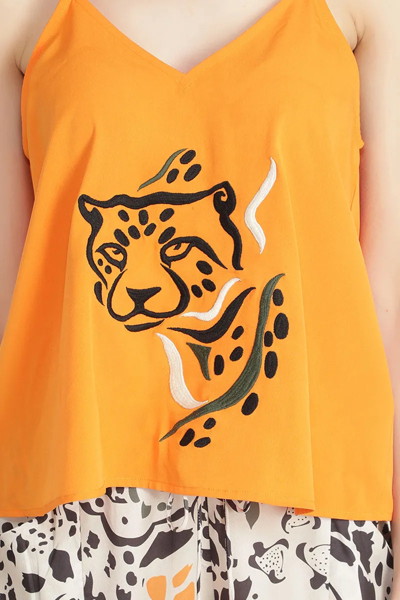 Wild Animal Embroidered Top