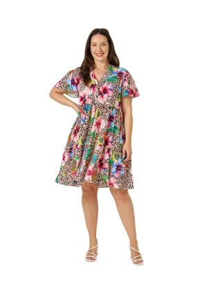 Wild Petal Dress Leopard Floral