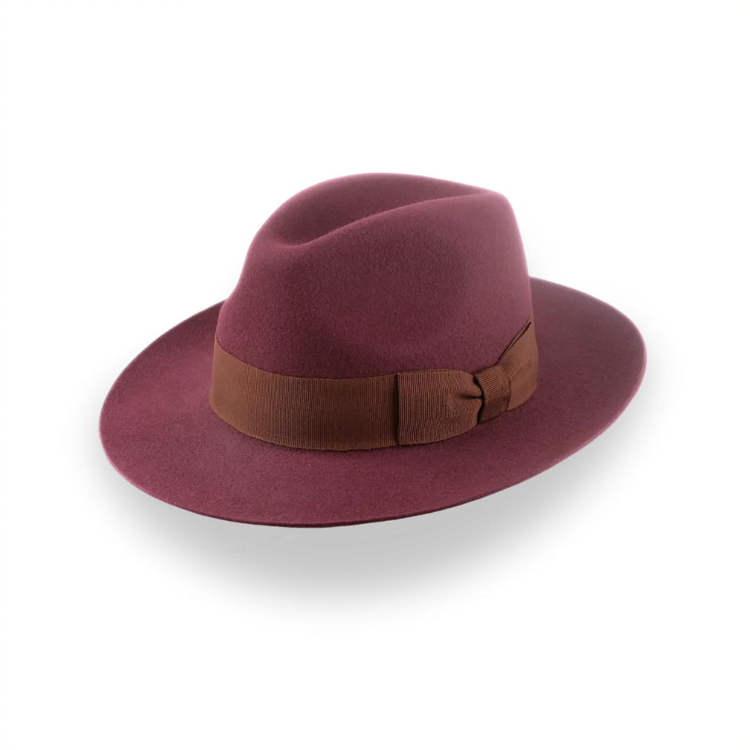 Wine Wide Brim Fedora Hat for Women in Lush Fur Felt | The Pinnacle