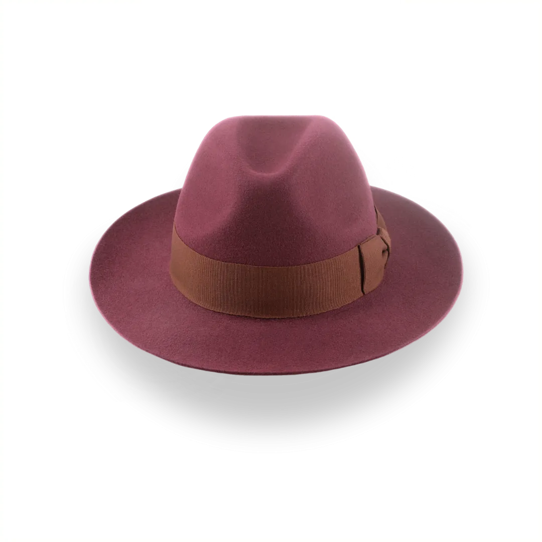 Wine Wide Brim Fedora Hat for Women in Lush Fur Felt | The Pinnacle