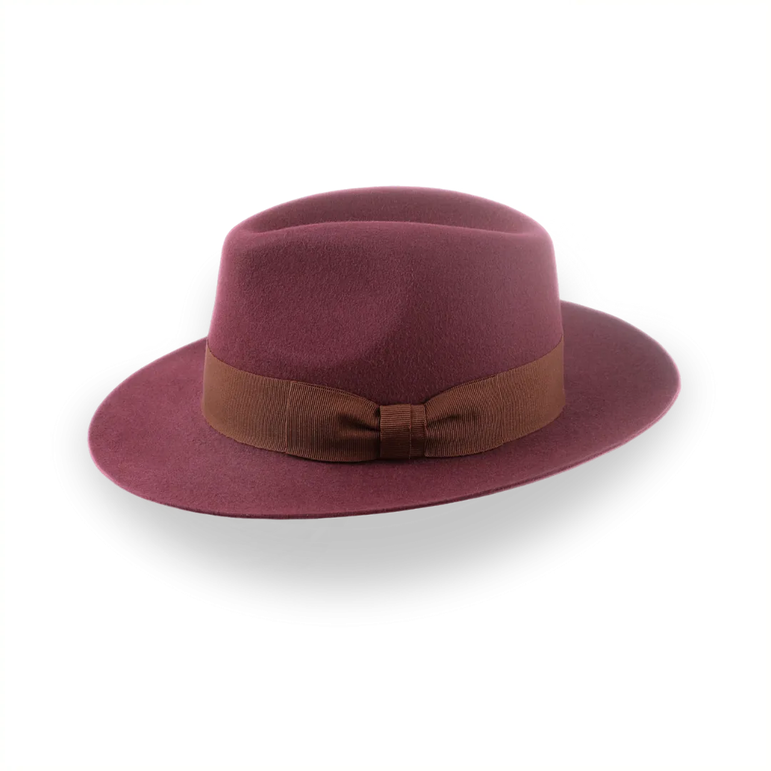 Wine Wide Brim Fedora Hat for Women in Lush Fur Felt | The Pinnacle