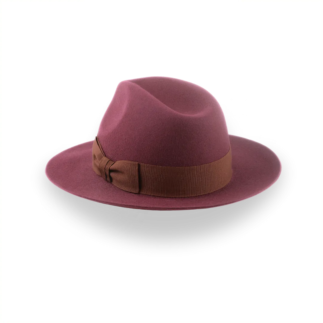 Wine Wide Brim Fedora Hat for Women in Lush Fur Felt | The Pinnacle