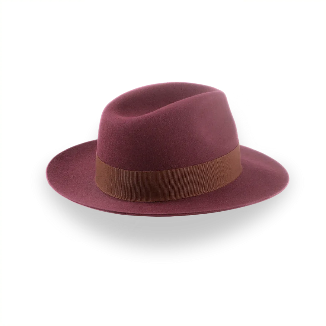 Wine Wide Brim Fedora Hat for Women in Lush Fur Felt | The Pinnacle